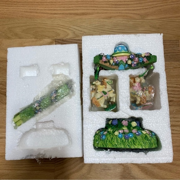 Animated Musical Bunny Carousel Easter Decoration Musical NEW Vintage Rabbit - Picture 3 of 6